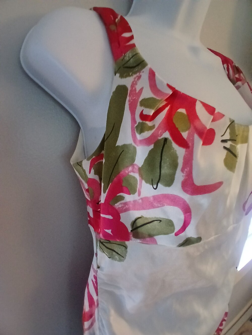 Maggy London White Pink Floral Midi Dress Back ZIip Sz 6 - Picture 3 of 9